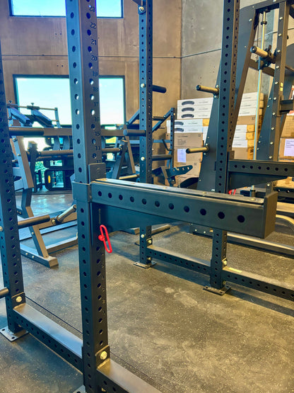 Commercial Squat Rack w/ Safety Bars, J-Hooks & Weight Storage (New)