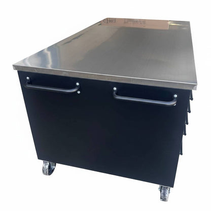 Large Steel 71x39" Garage Island Workbench – Stainless Steel Top