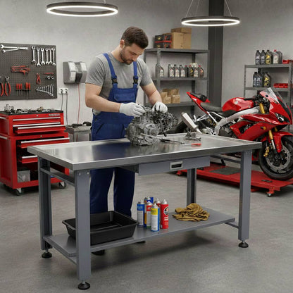 59" Stainless Steel Machine Teardown Table with Drain Hole