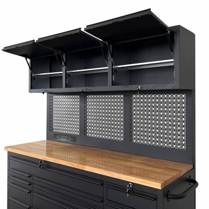 Overhead Pro 72" Rolling Tool Chest | 79" Tall | 24" Deep | 14 Drawers | Overheads | Pegboard & Power Strip