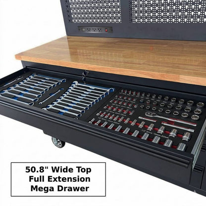 Overhead Pro 72" Rolling Tool Chest | 79" Tall | 24" Deep | 14 Drawers | Overheads | Pegboard & Power Strip