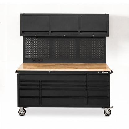 Overhead Pro 72" Rolling Tool Chest | 79" Tall | 24" Deep | 14 Drawers | Overheads | Pegboard & Power Strip