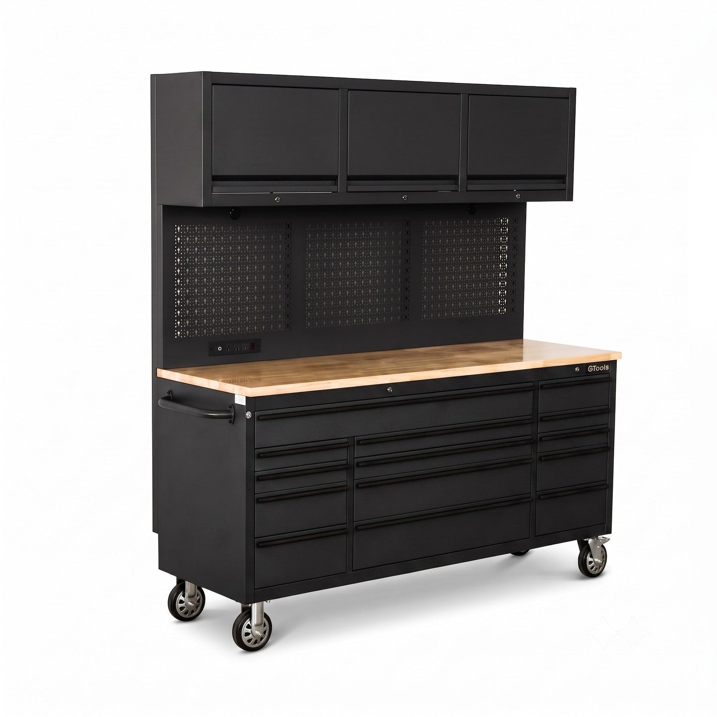 Overhead Pro 72" Rolling Tool Chest | 79" Tall | 24" Deep | 14 Drawers | Overheads | Pegboard & Power Strip