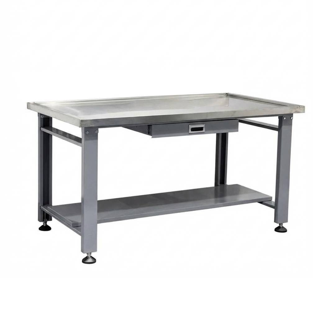 59" Stainless Steel Machine Teardown Table with Drain Hole